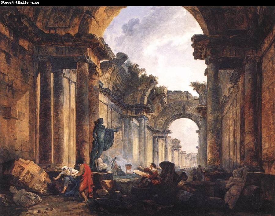 ROBERT, Hubert Imaginary View of the Grande Galerie in the Louvre in Ruins AG